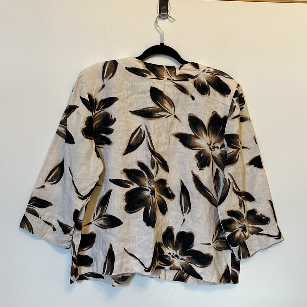 JM Collection Floral Linen Shacket Sz 18 - Picture 7 of 10